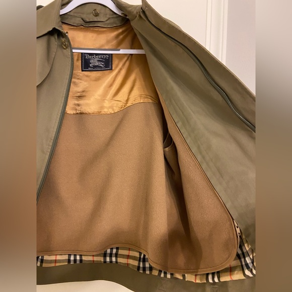 Vintage Burberry London Utility Jacket Full Zip Olive Green Linen Womens… - Picture 6 of 15
